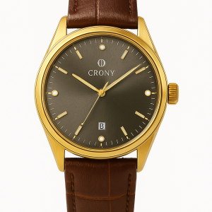Crony Elegant Brown Leather Wrist Watch for Men