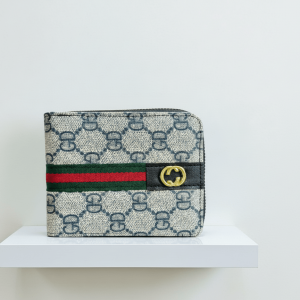 Gucci GG Monogram Bi-Fold Wallet with Web Stripe