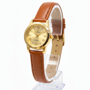 Women’s Elegant Brown Leather & Gold Watch